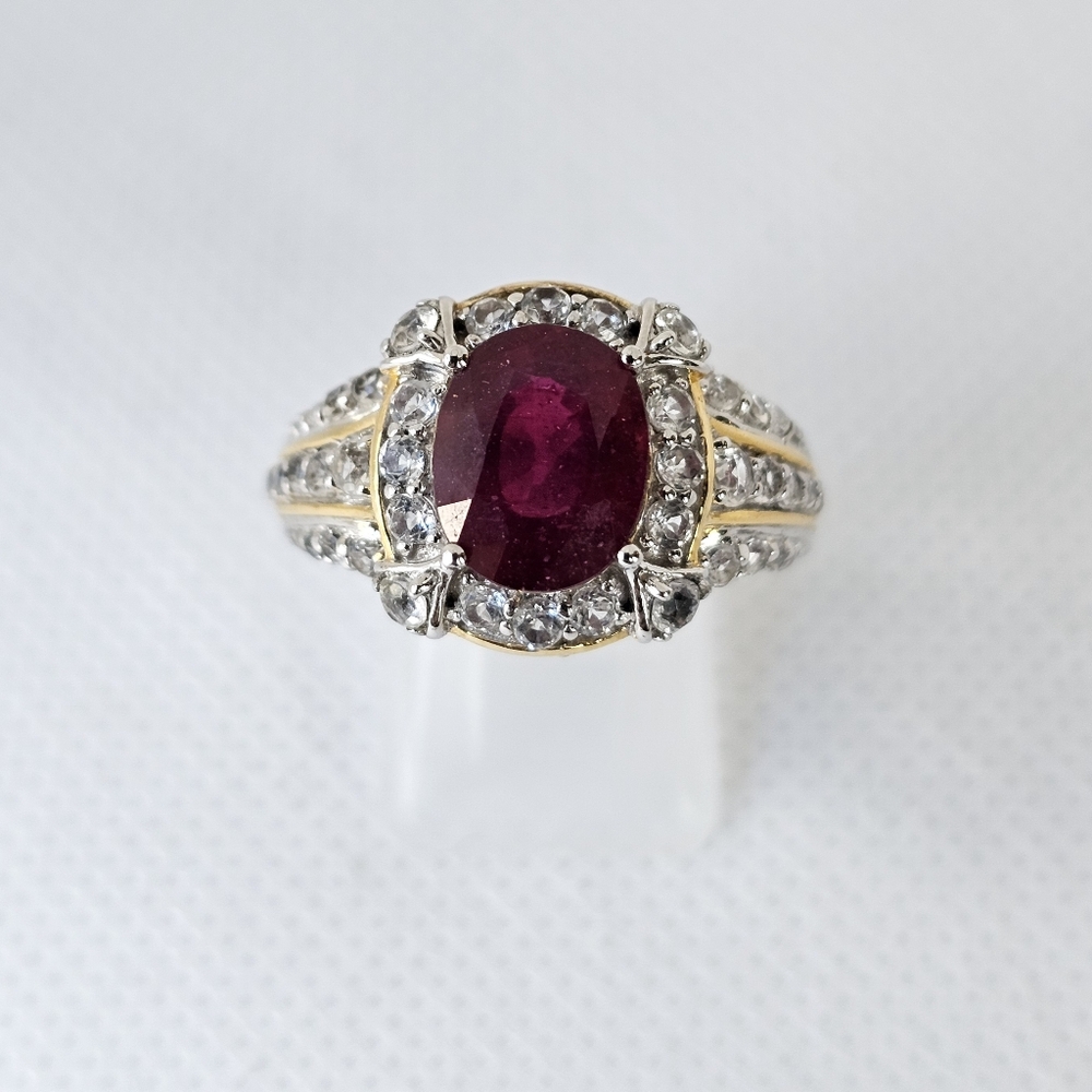 Victoria Wieck Ruby Ring Sterling Silver & 14K Yellow Gold Size 9.5! - Picture 4 of 12